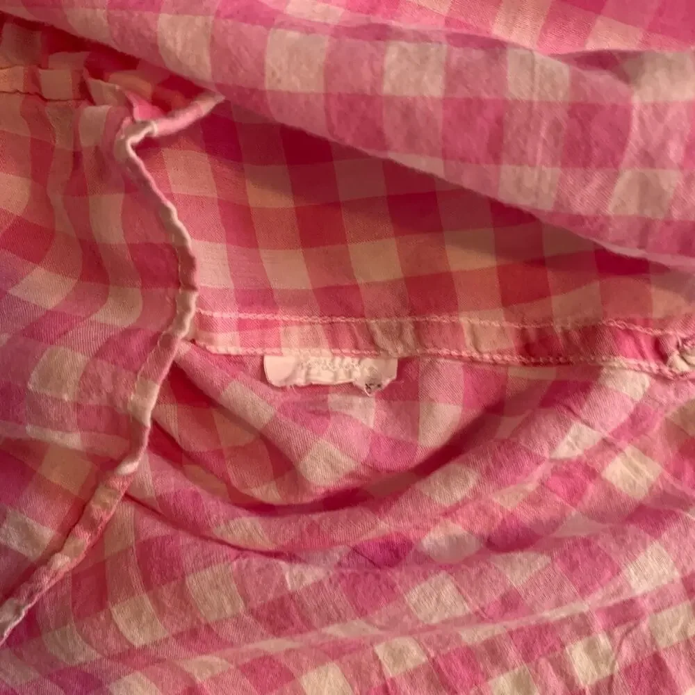J Crew Shirt Womens 6 Pink White Boy Gingham Check Button Up Long Sleeve Top